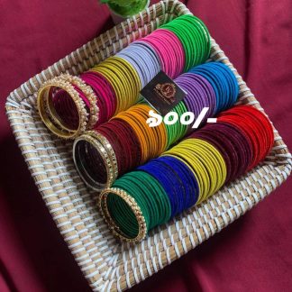 Velvet Bangle Set with Embellished Kadas