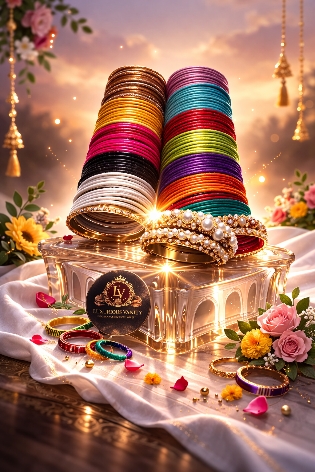 Velvet Red Gold Bridal Set